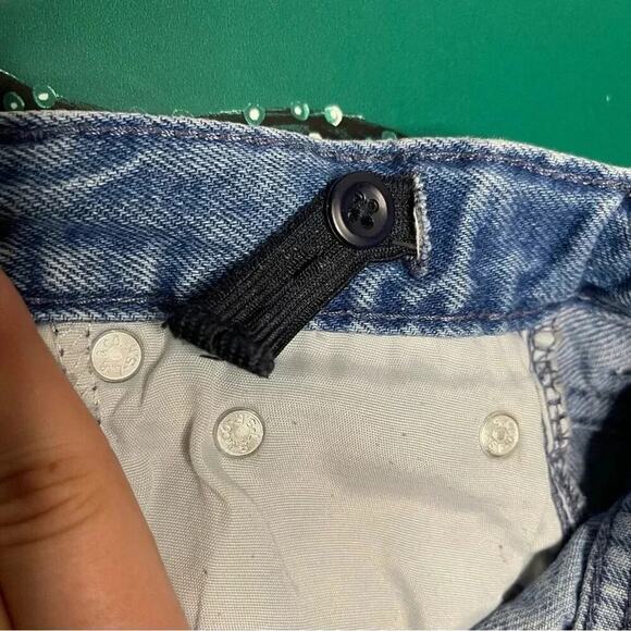 Levi 94’ Baggy Wide Leg Color Block 2 Tone Cotton Denim Jeans Size 14 Teen - Picture 9 of 10